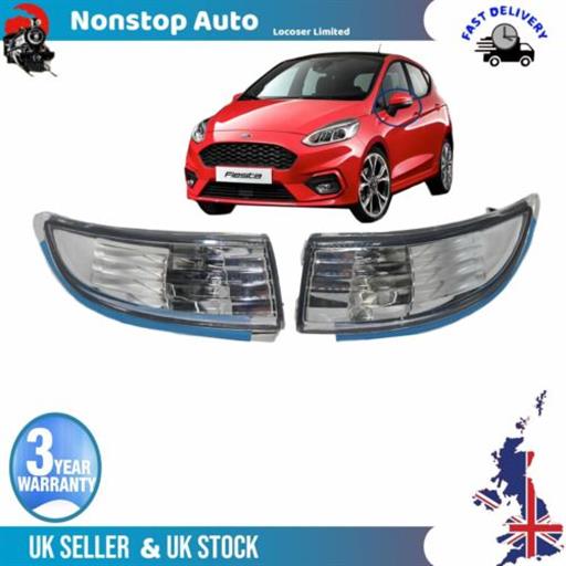 2X WING MIRROR INDICATOR LIGHT LENS FITS FORD FIESTA MK6 MK7 8A61-17682 