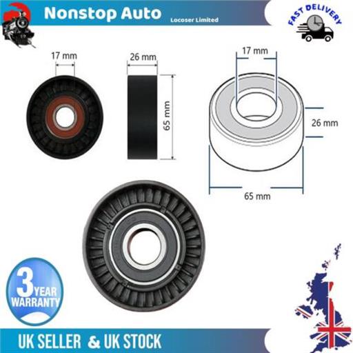 FAN BELT TENSIONER PULLEY -V- RIBBED BELT IDLER 