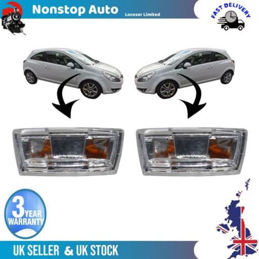 2X SIDE INDICATOR REPEATER LENS PAIR FOR OPEL CORSA ASTRA 1713424 1713423 