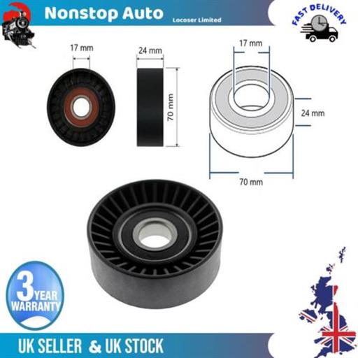 FAN BELT TENSIONER PULLEY - V - RIBBED IDLER 